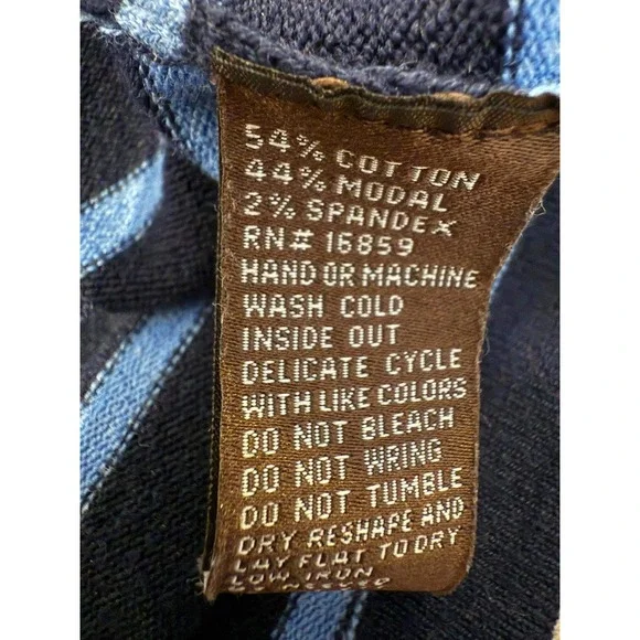 J.McLaughlin Womens Striped Long Sleeve Crewneck Top Navy Blue Size M - Picture 7 of 7